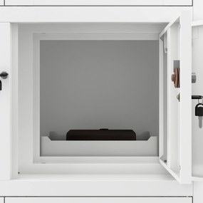 Fém iratszekrény széffel, vitrinnel és fiókokkal FILIP, 900 x 1850 x 400 mm, fehér