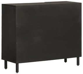 fekete tömör mangófa tálalószekrény 90 x 33 x 75 cm