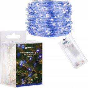 Drótos Lámpák 100LED Elemes Karácsonyfa Fények Mikro Damil Kék