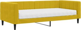 vidaXL sárga bársony heverő matraccal 90 x 200 cm