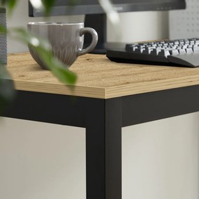 Fekete étkezőasztal tölgyfa hatású TESSA asztallappal 120x60 cm