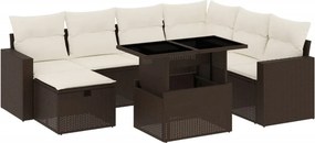 vidaXL 8 részes barna polyrattan kerti ülőgarnitúra párnákkal