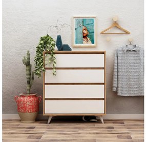 Komód SUVERA 86x70 cm fehér/beige