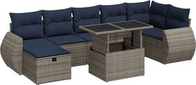 vidaXL 8 részes szürke polyrattan akácfa kerti ülőgarnitúra párnákkal