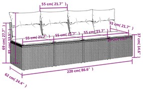 vidaXL 4 személyes szürke polyrattan kerti kanapé párnával