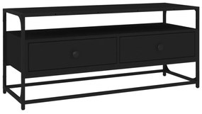 fekete szerelt fa TV-szekrény 100 x 35 x 45 cm