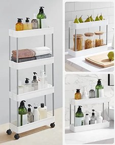 Műanyag polc kerekeken CART 13,5x42x83 cm fehér