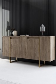 Konzolasztal Luxe - Walnut, Gold