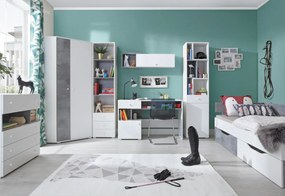 SIGMAR íróasztal, 125x76x55, fehér/beton