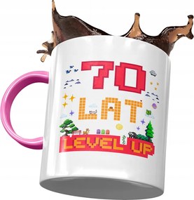 Rózsaszín Bögre Születésnapra 70 70-es 70-es Ajándék Nyomtatott Fotóval