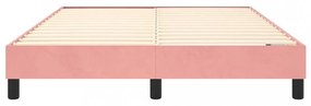 rózsaszín bársony rugós ágykeret 140 x 190 cm