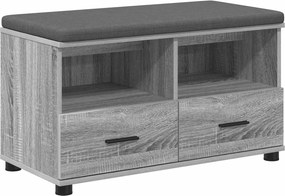 vidaXL Előtér pad Szürke Sonoma 80 x 38 x 46 cm Műanyag Fa és Szövet