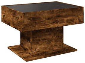 füstös tölgy szerelt fa dohányzóasztal LED-del 70 x 50 x 45 cm