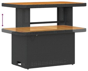 10 darabos kerti kanapé szett párnákkal Fekete Poly Rattan Akácia, 3 darabos kerti étkező szett párnákkal Fekete Poly Rattan Akácia