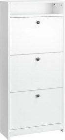 HOMCOM Cipőtartó 3 Felcsapható Rekesszel (18 Pár Cipő) és 1 Tárolópolc Chipboard Fa Fehér 60x24x132cm | Aosom