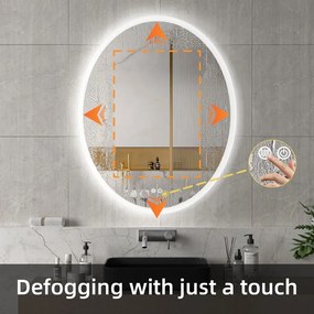 Erga Paola, ovális LED tükör 80x100cm, 2645 lm, 3 fényszín, első és hátsó világítás, ERG-V01-302-1080-00