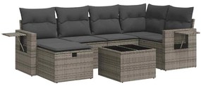 7 részes szürke polyrattan kerti ülőgarnitúra párnákkal