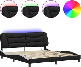vidaXL fekete és fehér ágykeret LED-ekkel matrac nélkül Hvar 180 x 200 cm