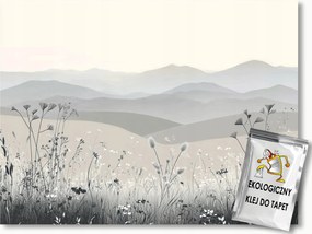 Fotótapéta Flizelina Grafika Tájkép Hegyek Rét Fű Bézs Barna 152,5x104 ragasztó