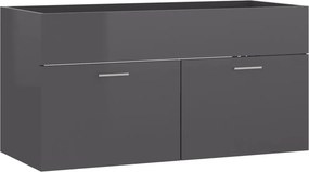 vidaXL magasfényű szürke szerelt fa mosdószekrény 90 x 38,5 x 46 cm