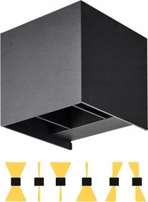 Kültéri Fali Lámpa Homlokzati Led Kerti Lámpa 6W IP54 Fekete Alumínium