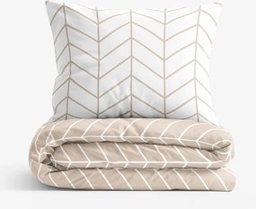 Goldea pamut ágyneműhuzat - cikcakk fehér és bézs 220 x 200 és 2db 70 x 90 cm