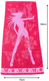 Strandtörülköző rózsaszín Butterfly 75x160 cm