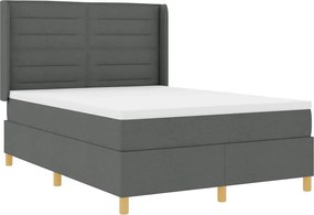 vidaXL Boxrugós ágy matracmal fejtámlával Szürke 140 x 190 cm szövet
