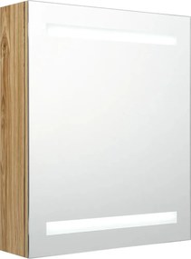 vidaXL tölgyszínű LED-es tükrös fürdőszobaszekrény 50 x 14 x 60 cm