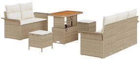 8 Részes Kerti Kanapészett Párnákkal Bézs Poly Rattan Akác, 2-Fős Kerti Kanapé Párnákkal Bézs Poly Rattan, 3 Részes Kerti Étkezőszett Párnákkal Bézs Poly Rattan Akác
