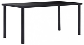 fekete edzett üveg étkezőasztal 160 x 80 x 75 cm