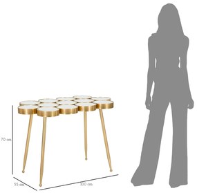 Kisasztal kör alakú tükörlapos üveg betétekkel – arany színű