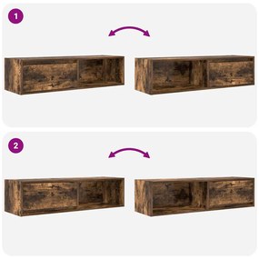 füstös tölgy színű szerelt fa TV-szekrény 100x31x25,5cm