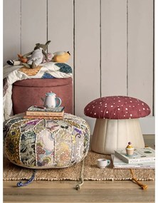 Piros-fehér bársony gyerek puff Lue - Bloomingville Mini