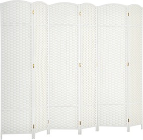 HOMCOM 6-panelos Szobakülönítő 240x170 cm - Összecsukható Szobaseparátor Élőszobába, Hálószobába, Irodába, Fehér | Aosom