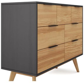 Fekete-natúr színű borovi fenyő alacsony komód 120x83 cm Lavis – Marckeric