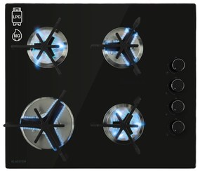 Klarstein Trifecta 4, gázfőzőlap, 4 háromszögletű égő, üvegkerámia, fekete
