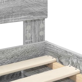 vidaXL Ágykeret fejtámlával Szürke Sonoma 100 x 200 cm Tömör fenyőfa