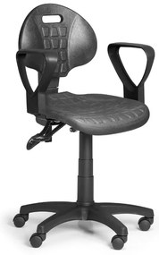 PUR munkaszék - aszinkron mechanizmus, univerzális kerekek, fekete