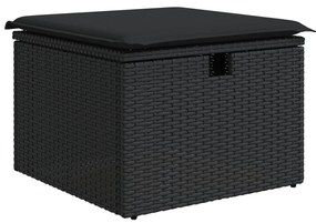 4 részes kert kanapé szett párnákkal fekete poli rattan