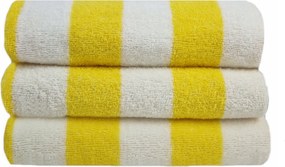 MrTowel Nagy Fürdőlepedő 70x180cm csíkos fehér-sárga 100% pamut Spa
