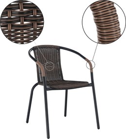 Egymásba rakható szék, barna/fekete fém, DOREN