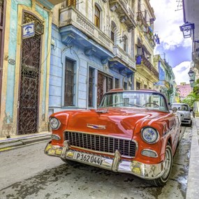 Poszter 30x30cm Antik autó Havannában, Assaf Frank