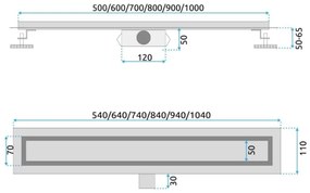 REA-G2562 - NEOX 70 cm lineáris lefolyó rozsdamentes acél/aranyszínű