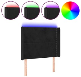 fekete bársony LED-es fejtámla 93x16x118/128 cm