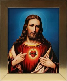 Vászonkép 30x25 Jézus Szíve Jézus Arany Keret