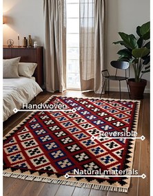 Piros kétoldalas kézi szövésű gyapjú szőnyeg 120x170 cm Kamal Rami – Nouristan