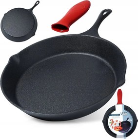 Öntöttvas indukciós gáz serpenyő szilikon rátéttel Tömör Vilde 30 cm