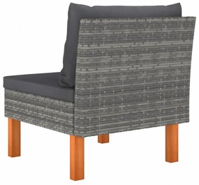 2 db polyrattan és tömör eukaliptuszfa középső kanapé