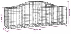vidaXL 30 db íves horganyzott vas gabion kosár 200x50x60/80 cm